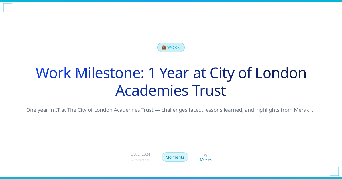 Work Milestone: 1 Year at City of London Academies Trust preview image